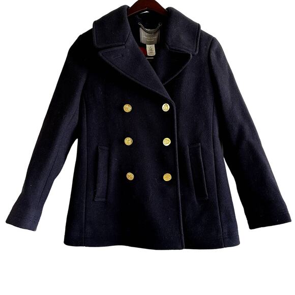 J. Crew Majesty Stadium Wool Peacoat Nello Gori Gold Button Navy Blue NWT P6 - Picture 2 of 8